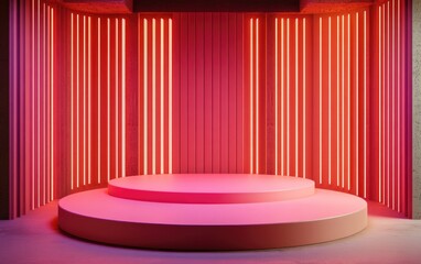 Poster - Minimalist podium scene for mock up presentation with ample copy space featuring an abstract 3D render background design