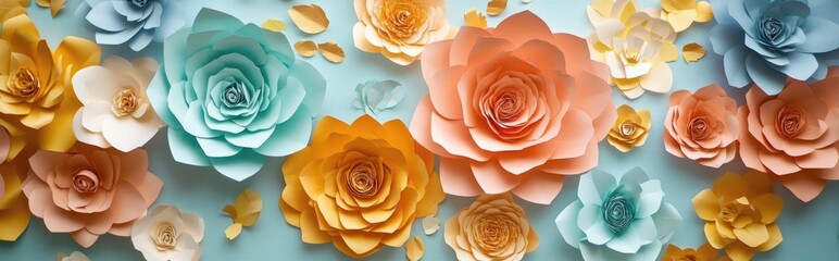Poster - Triangular patterned paper flowers backdrop image
