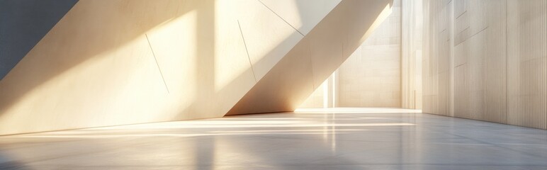 Poster - Geometric wall design in an abstract architectural interior 3D rendering