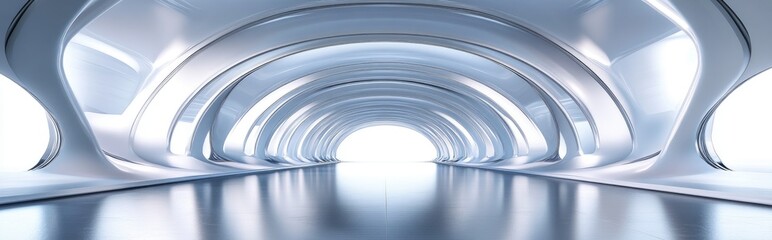 Poster - Futuristic architectural background featuring an arched interior in 3D render