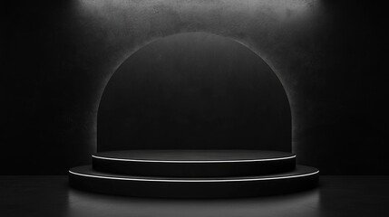 Poster - Black stage podium decoration ideal for product displays 3D rendering