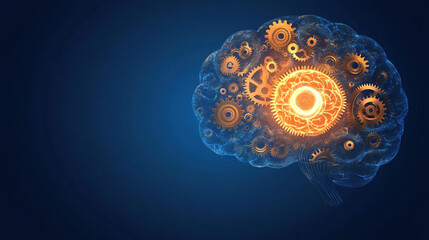 Poster - Abstract brain hologram background. Digital brain. Brain Artificial Intelligence Concept. Brain activity. Brain anatomy. Science showing the human brain. Human brain animation. Copy space area