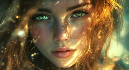 Poster - 43. **Fantasy-inspired portrait with magical features and ethereal, glowing effects**