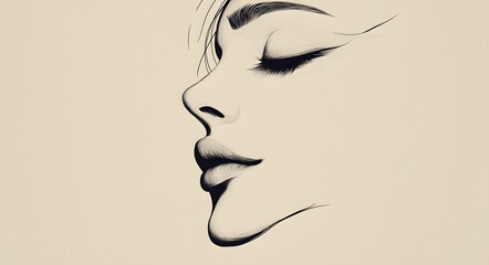 Canvas Print - 46. **Minimalistic face portrait with clean, elegant lines and soft, understated tones**