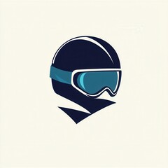 Poster - The logo features a sleek ski helmet and goggles, embodying a clean, modern design ideal for winter sports branding. Generative AI