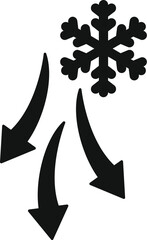 Poster - This simple icon represents the concept of cooling down with three arrows pointing down to a snowflake