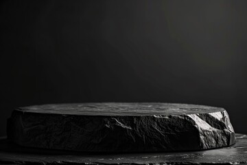 podium made of black stone on a black background