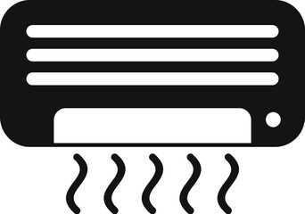 Poster - Simple black icon of an air conditioner generating cold air flow for room climate control
