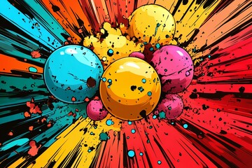 Illustration of a comic art-style exploding pop-up balloon background.