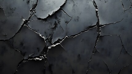 Cracked dark wall texture with dramatic shadows for background design