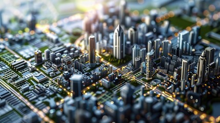Poster - Futuristic city with smart transportation and eco-friendly design, highlighting urban innovation.