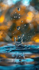 Canvas Print - Water drop splash on blue