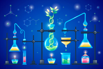 Wall Mural - Biotechnology illustration in gradient style