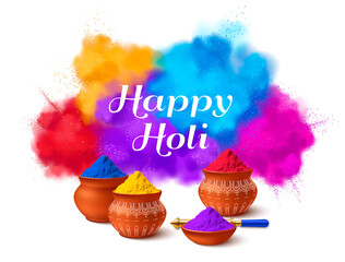 Canvas Print - Realistic colorful Happy Holi composition