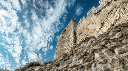 Ancient Stone Walls Against a Blue Sky