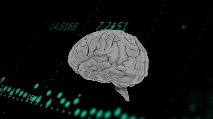 Poster - Brain animation over digital data and binary coding