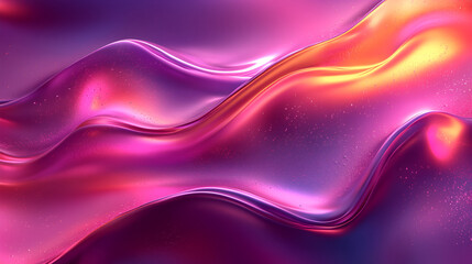 Poster - Flowing waves of vibrant colors in a surreal abstract design with hues of pink, purple, and gold in a mesmerizing pattern