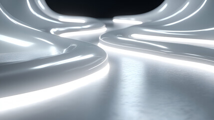 Aufkleber - Abstract design featuring glowing white curves flowing on a dark background in a modern artistic setting