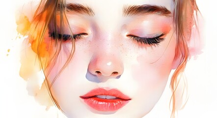 Canvas Print - 4. **Elegant watercolor face art with soft gradients and delicate lines highlighting subtle features**