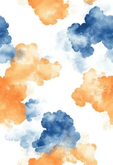 Wall Mural - Orange and blue watercolor clouds