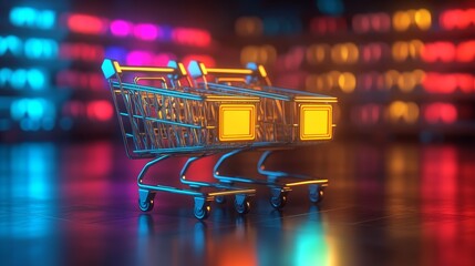 Shopping Carts with Neon Lights