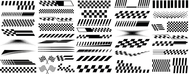 Wall Mural - racing stripe vector set, race car vector, checkered flag designs, racing stripe speed, decal patter