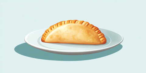 Wall Mural - Single cheese empanada on a ceramic plate, centered