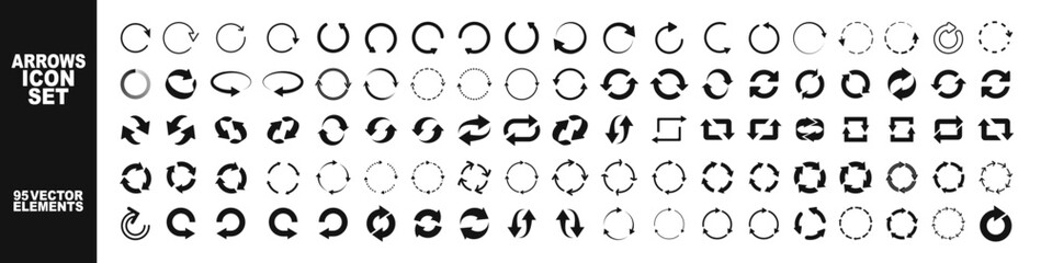 circle arrow icon set. circular arrow icon, refresh, reload arrow icon symbol sign