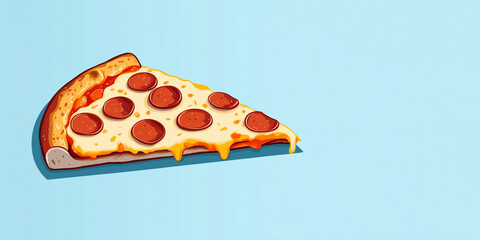 Wall Mural - Single pizza slice displayed with melted cheese and scattered pepperoni on top