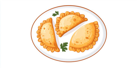 Wall Mural - Three cheese empanadas arranged neatly on a small plate