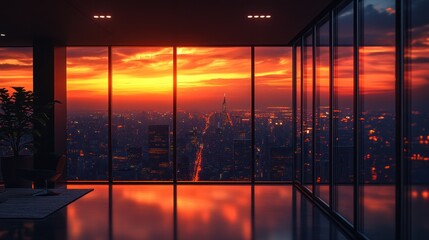 Poster - Stunning Sunset View from a High-Rise Building