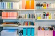 © milkyway - Organized Office Supplies on Retail Shelves with Vibrant Color Palette