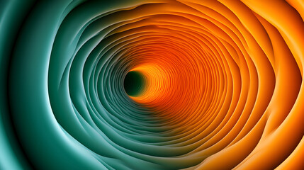 Poster - Colorful abstract spiral design showcasing vibrant hues transitioning from teal to orange, creating a sense of depth and motion