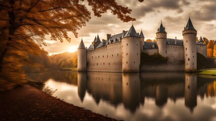 Wall Mural - castle with autumn