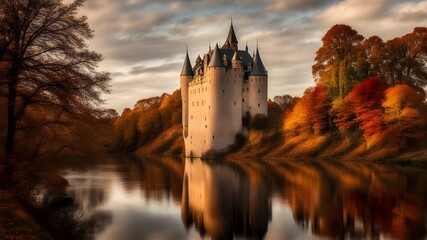 Wall Mural - castle with autumn