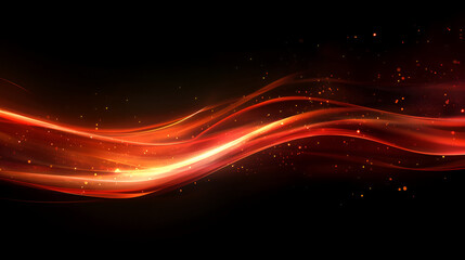 Aufkleber - Dynamic red and orange abstract wave design with glowing particles on a black background illuminating a vibrant atmosphere