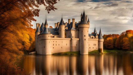 Wall Mural - castle with autumn