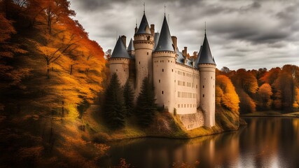 Wall Mural - castle with autumn