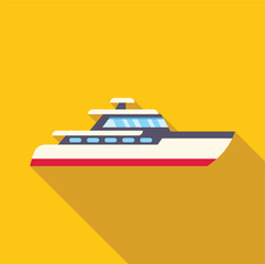 Poster - Illustration featuring a luxury yacht sailing on a yellow background, designed in a modern flat design style