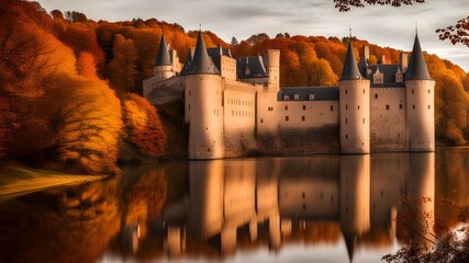 Wall Mural - castle with autumn