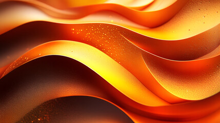 Aufkleber - Flowing orange waves create a vibrant and dynamic texture in the abstract composition, showcasing light and shadow interplay