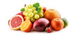 Many fresh ripe fruits isolated on white background