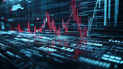 Poster - digital display of interest rates falling rapidly, representing global financial changes