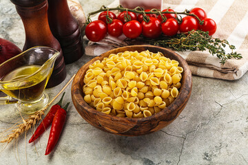 Poster - Italian cuisine - dry conchiglie pasta