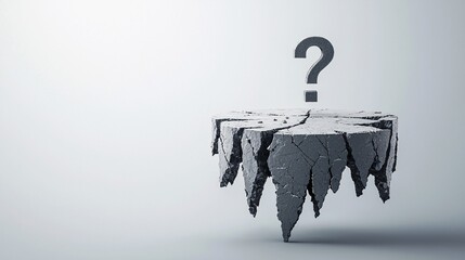 Poster - Crumbling interest rate symbol on a cracked pedestal, financial market challenges