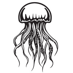 Jellyfish  in cartoon, doodle style . Image for t-shirt, web, mobile apps and ui. Isolated 2d vector illustration in logo, icon, sketch style, Eps 10, black and white. AI Generative