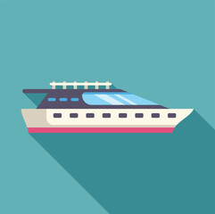 Canvas Print - Minimalist illustration of a luxury yacht sailing on calm water, featuring a long shadow, perfect for travel and leisure projects