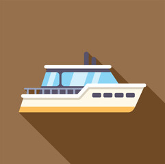 Poster - Minimalist illustration of a white pleasure boat sailing on a brown background, in flat design with long shadows