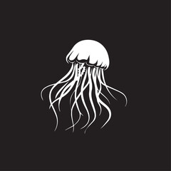 Jellyfish  in cartoon, doodle style . Image for t-shirt, web, mobile apps and ui. Isolated 2d vector illustration in logo, icon, sketch style, Eps 10, black and white. AI Generative