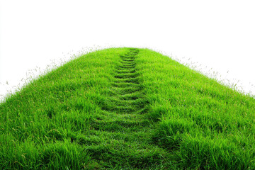 A path leading to the top of a grassy hill isolated on white background